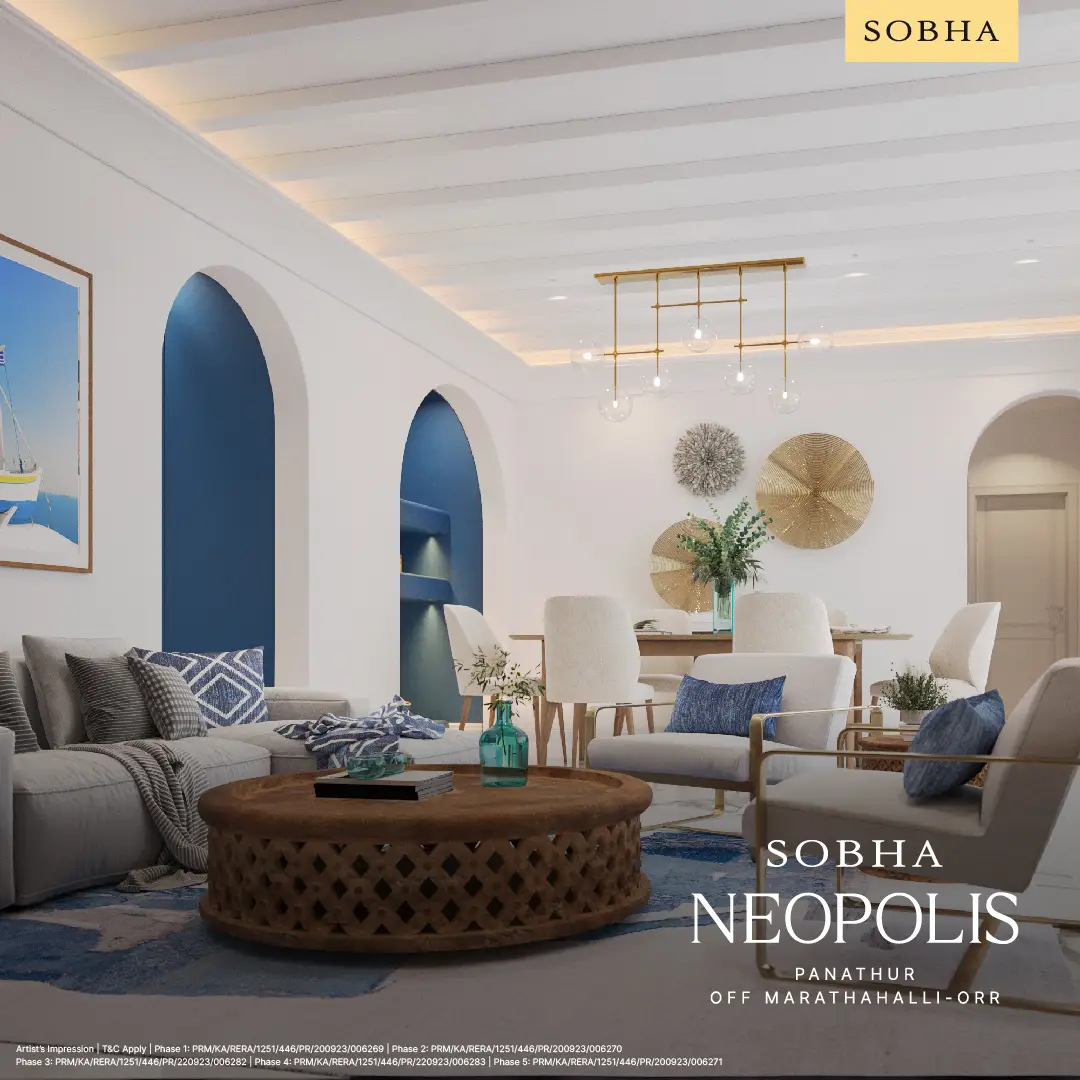 Swimming pool and landscaped gardens at Sobha Neopolis